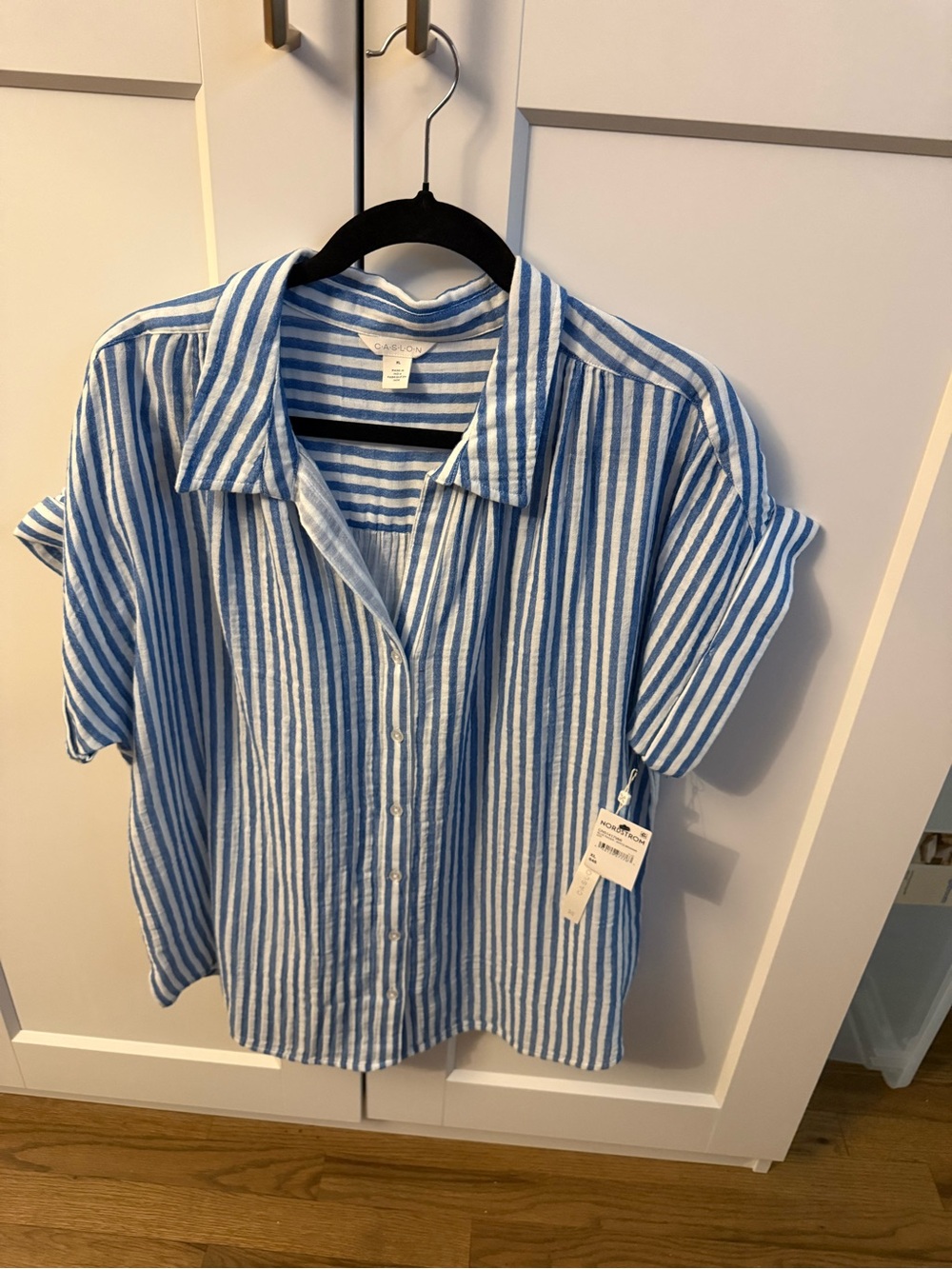 Caslon Blue & White Striped Button-Down Shirt